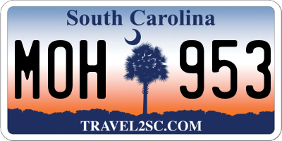 SC license plate MOH953