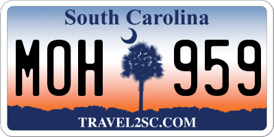 SC license plate MOH959