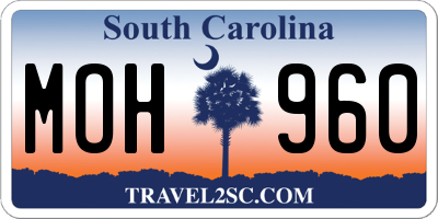SC license plate MOH960