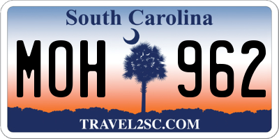 SC license plate MOH962