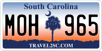 SC license plate MOH965