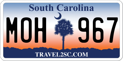 SC license plate MOH967