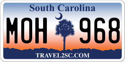 SC license plate MOH968