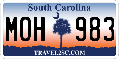 SC license plate MOH983