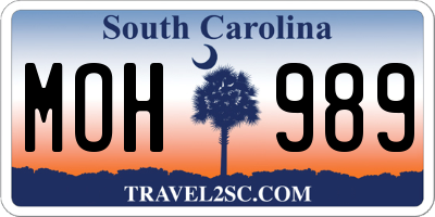 SC license plate MOH989