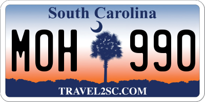 SC license plate MOH990