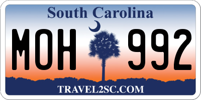 SC license plate MOH992