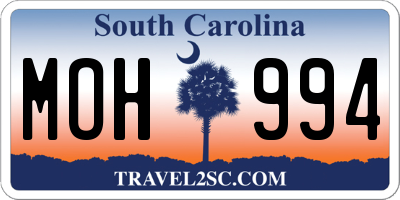 SC license plate MOH994