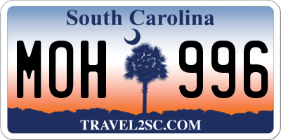 SC license plate MOH996