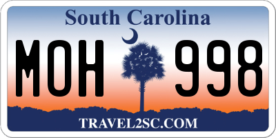 SC license plate MOH998