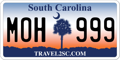 SC license plate MOH999