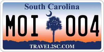 SC license plate MOI004