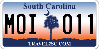 SC license plate MOI011