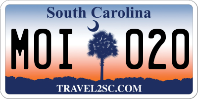 SC license plate MOI020