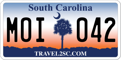 SC license plate MOI042