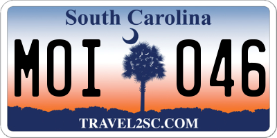 SC license plate MOI046