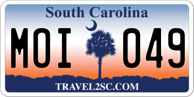 SC license plate MOI049