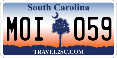 SC license plate MOI059