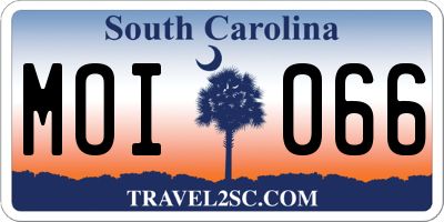 SC license plate MOI066