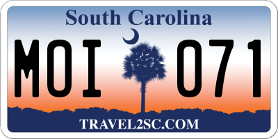 SC license plate MOI071
