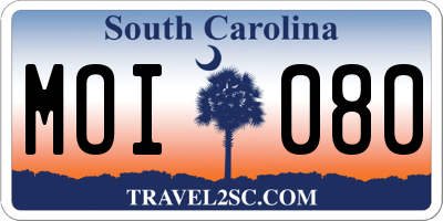 SC license plate MOI080