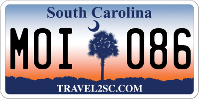 SC license plate MOI086