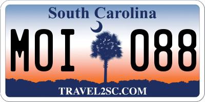 SC license plate MOI088