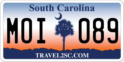 SC license plate MOI089