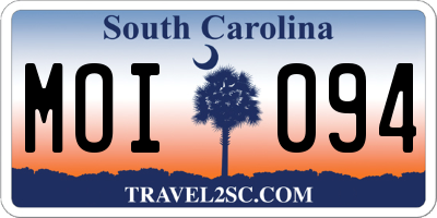 SC license plate MOI094