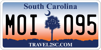 SC license plate MOI095
