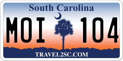 SC license plate MOI104