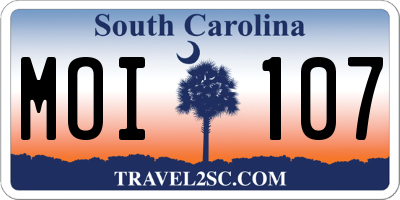SC license plate MOI107