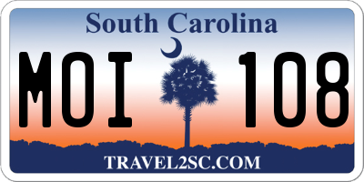 SC license plate MOI108
