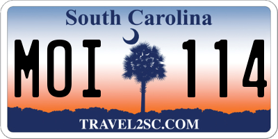 SC license plate MOI114