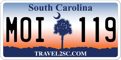 SC license plate MOI119
