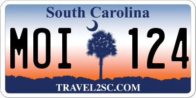 SC license plate MOI124