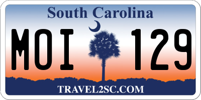 SC license plate MOI129