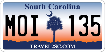 SC license plate MOI135