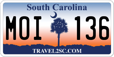 SC license plate MOI136