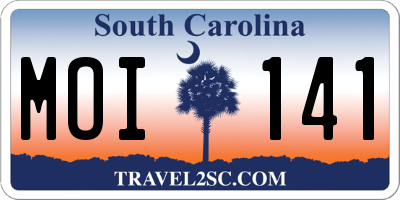 SC license plate MOI141