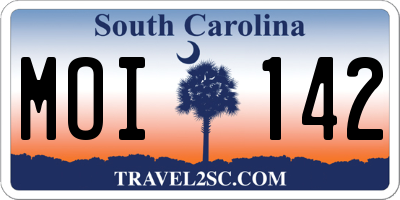 SC license plate MOI142