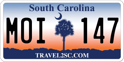 SC license plate MOI147