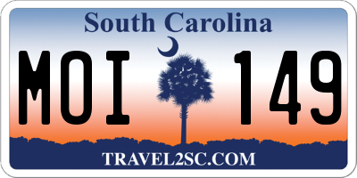 SC license plate MOI149