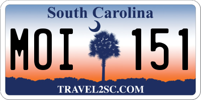 SC license plate MOI151