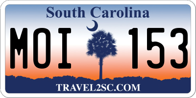 SC license plate MOI153