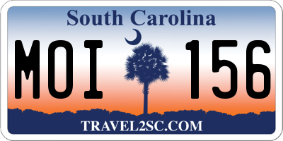 SC license plate MOI156