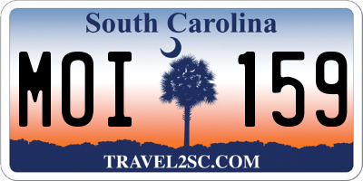 SC license plate MOI159
