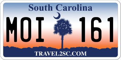SC license plate MOI161