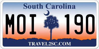 SC license plate MOI190