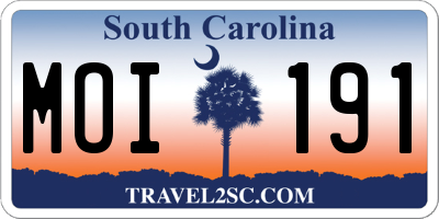 SC license plate MOI191